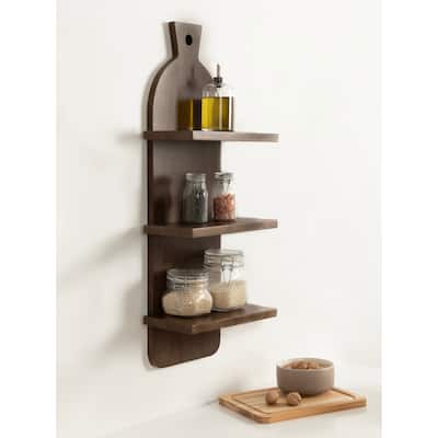 Kate and Laurel Braxton 3-Tier Wood Shelf - 12x32