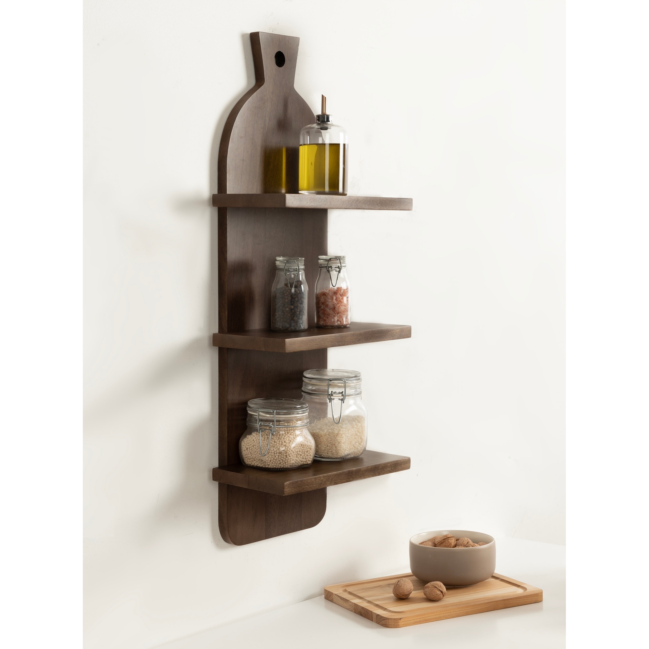 Kate and Laurel Braxton 3-Tier Wood Shelf - 12x32