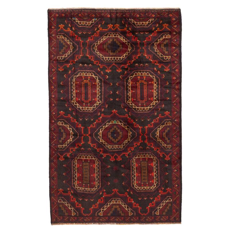 ECARPETGALLERY Hand-knotted Teimani Black, Red Wool Rug - 3'7 x 5'9
