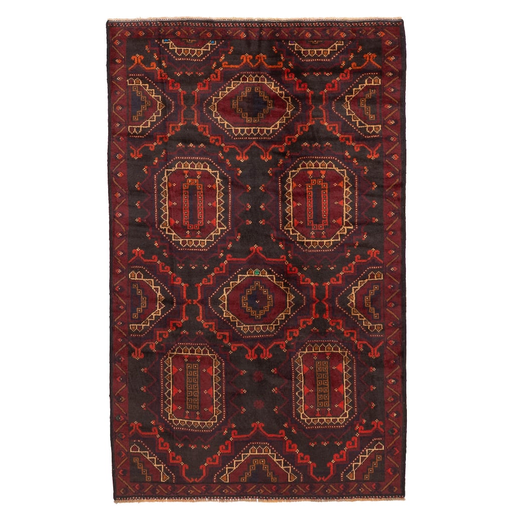 ECARPETGALLERY Hand-knotted Teimani Black, Red Wool Rug - 3'7 x 5'9