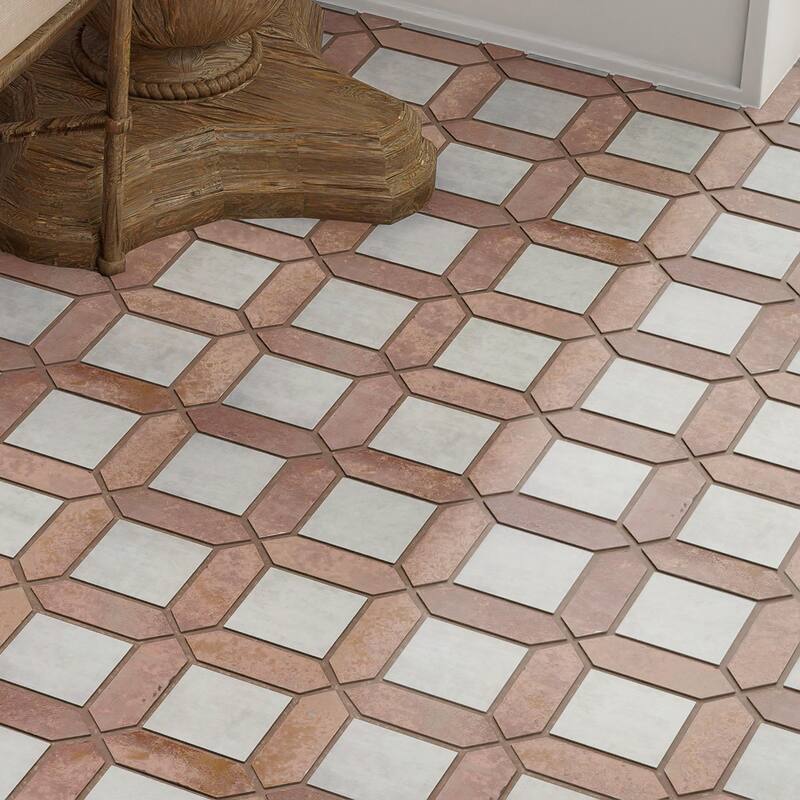 Merola Tile Picket Arenta Clay with White Square 14-5/8" x 22-1/2" Porcelain Floor and Wall Tile
