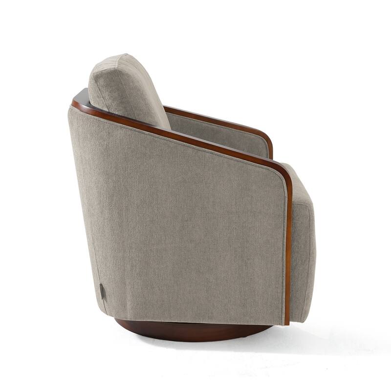 Mid-Century Modern Swivel Accent Armchair Chenille Upholstered Chairs