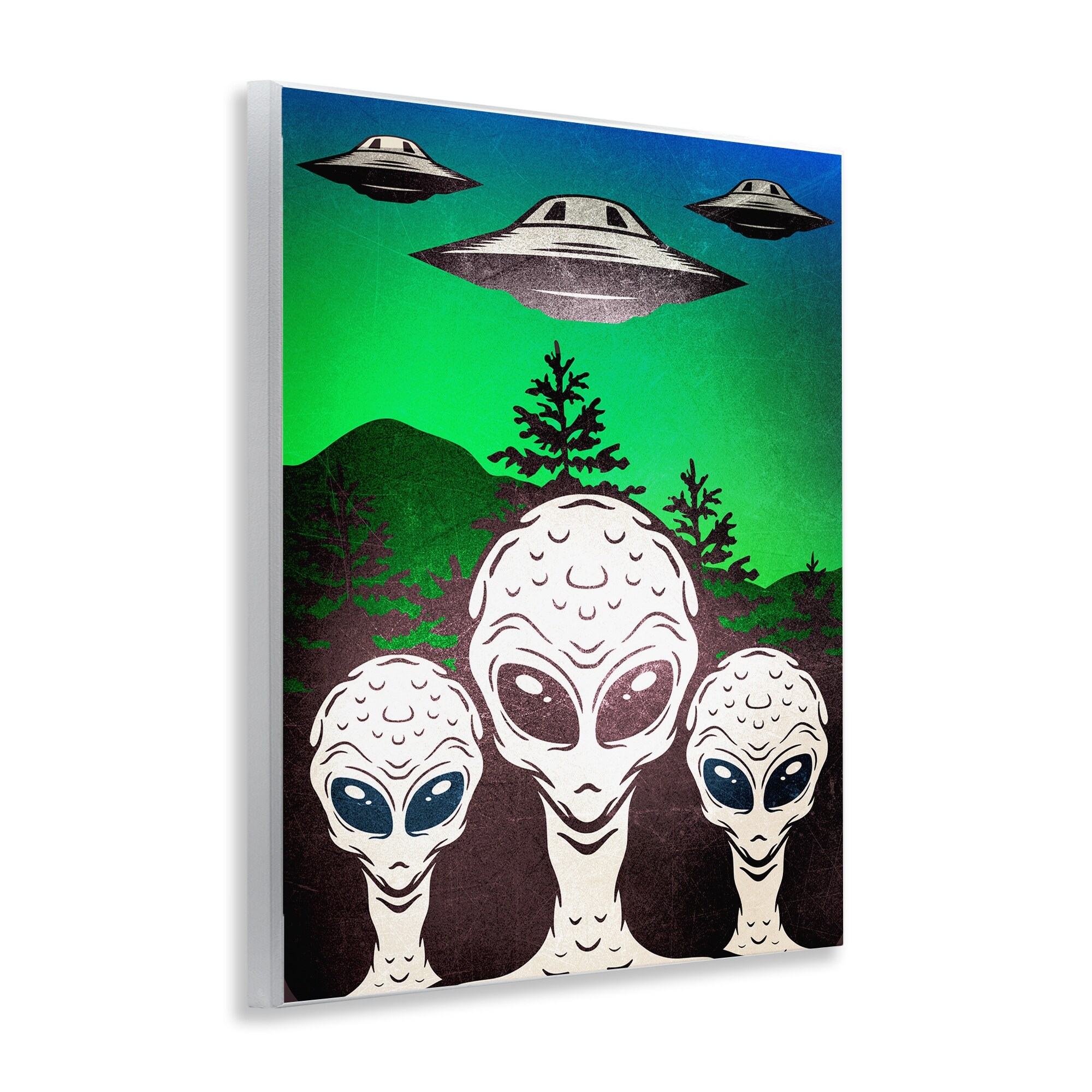 Stupell Vintage Aliens & UFO Wall Plaque Art Design By Kim Allen