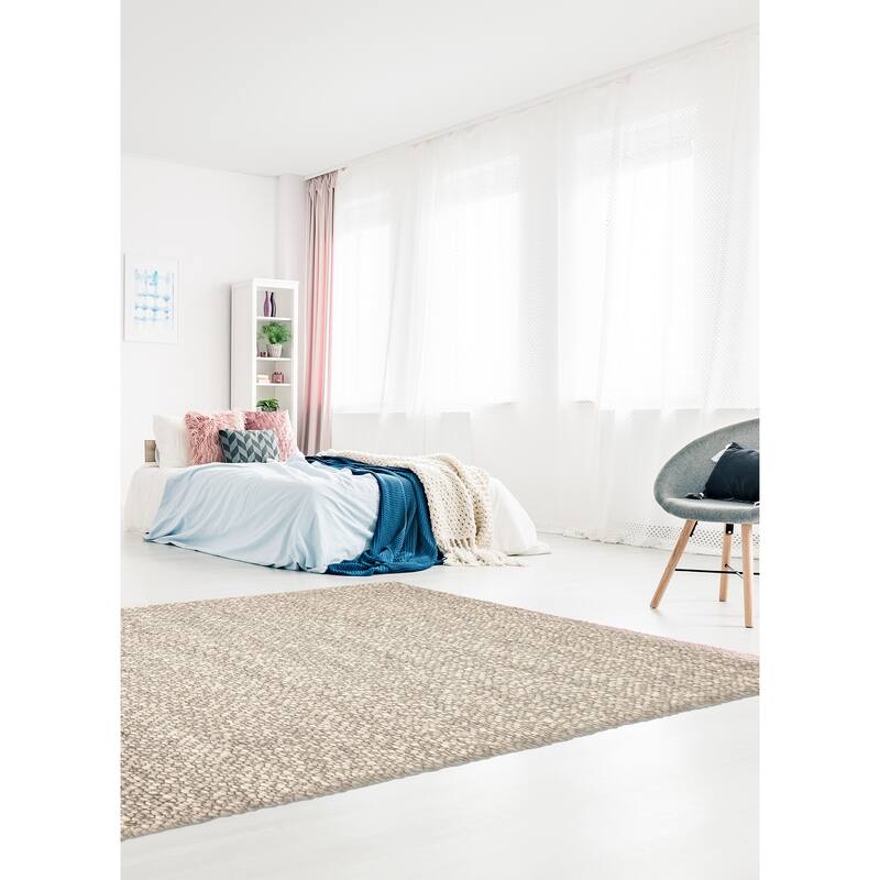 ECARPETGALLERY Braid weave Sienna Khaki Wool Rug - 5'0 x 7'11