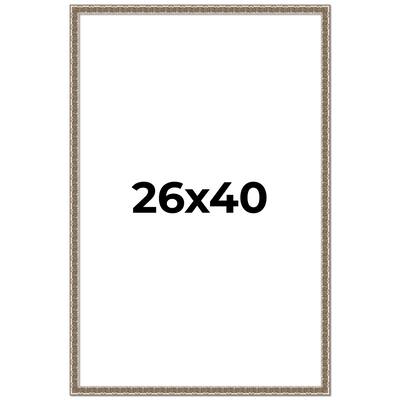 26x40 Frame Silver Versailles Ornate Solid Wood Picture Frame | 1 Inch