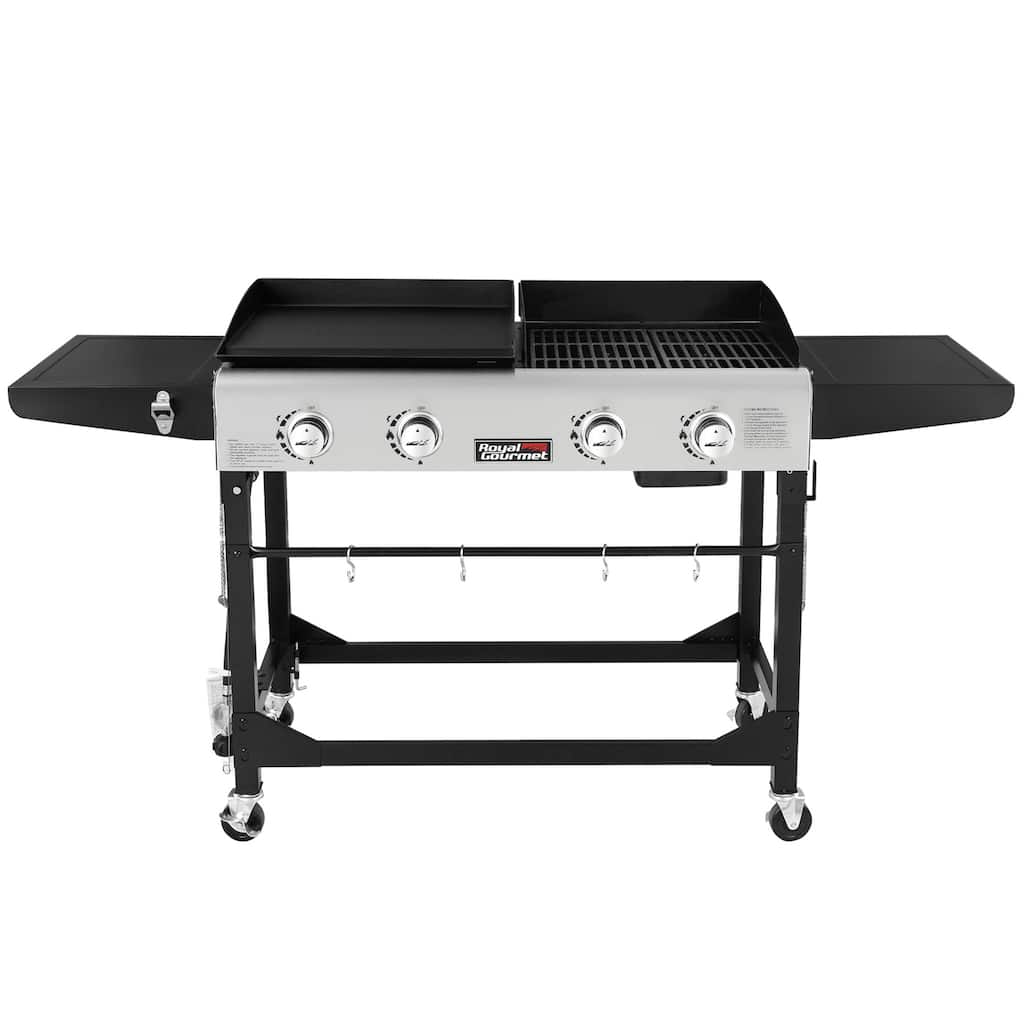 Royal Gourmet 4-Burner Gas Grill and Griddle Combo with Folding Legs