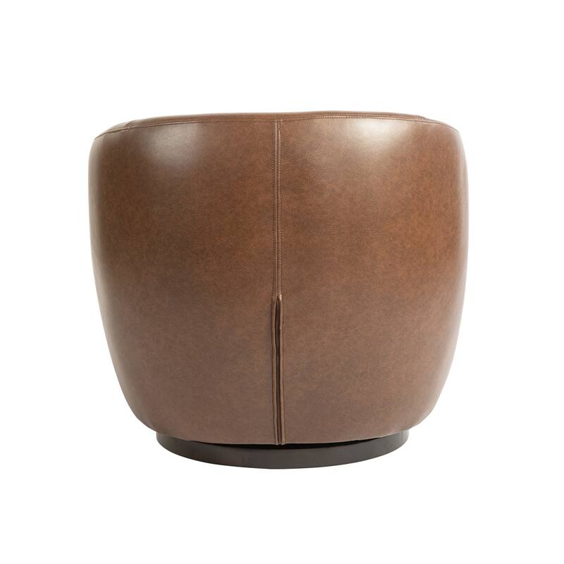 Upholstered Swivel Barrel Armchair with Storage and Metal Base