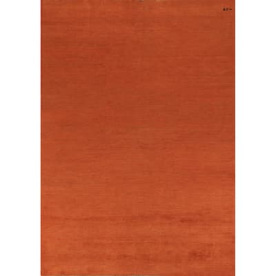 Modern Orange Gabbeh Oriental Area Rug Hand-Knotted Wool Carpet - 6'6" x 9'7"