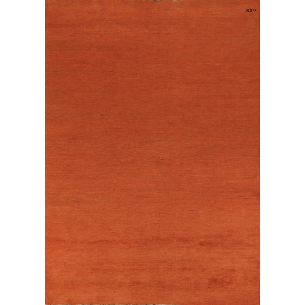 Modern Orange Gabbeh Oriental Area Rug Hand-Knotted Wool Carpet - 6'6" x 9'7"