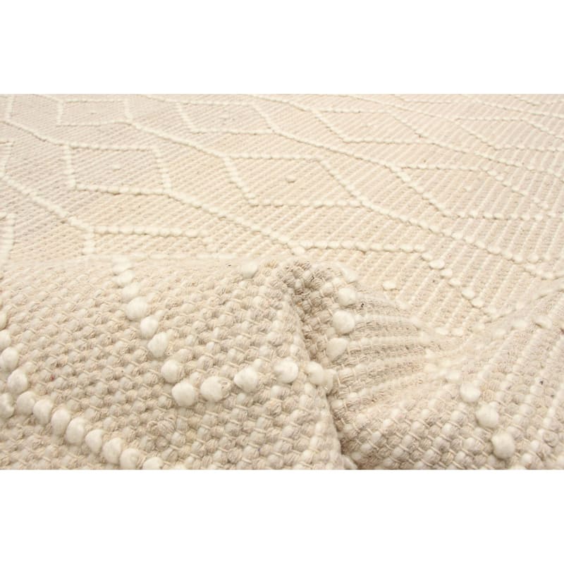 ECARPETGALLERY Braid weave Sienna Cream Wool Rug - 6'1 x 9'2