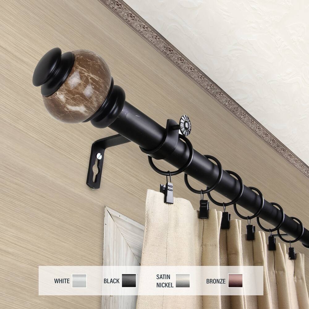 InStyleDesign Onyx 1 inch Diameter Adjustable Curtain Rod