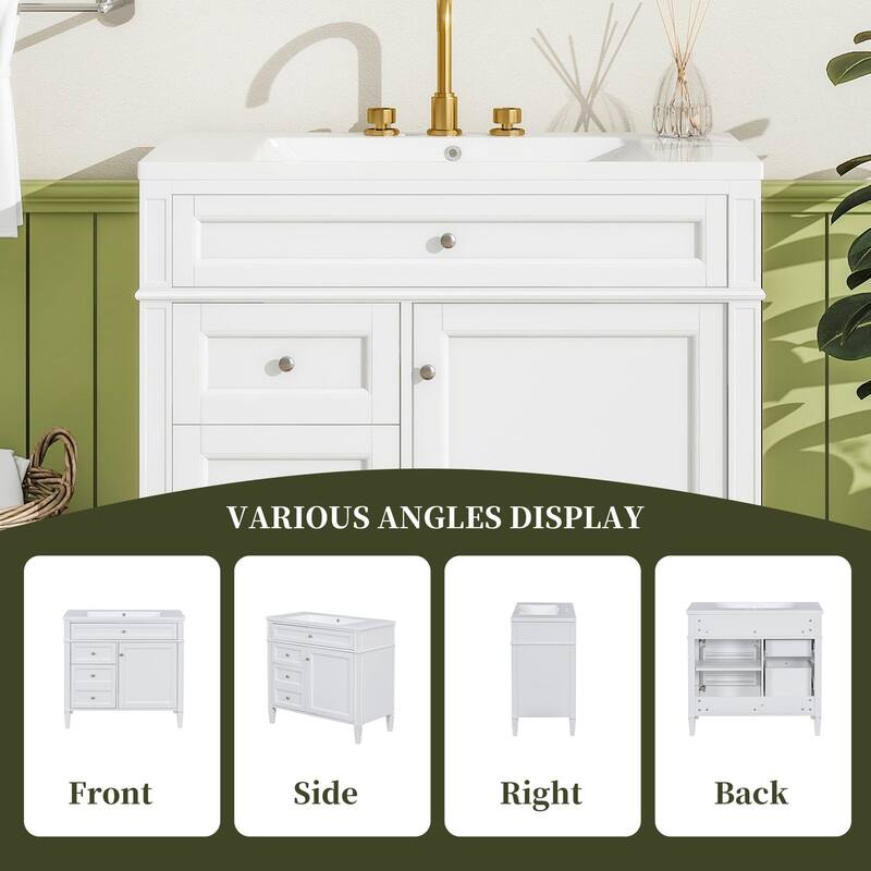 36 inch Solid Wood and MDF Freestanding Bathroom Vanity Set with Integrated Ceramic Sink - 36'' x 33''