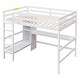 preview thumbnail 8 of 6, White Full Loft Bed with Desk and Shelves, Pine Wood and MDF Frame, Sturdy Guardrails