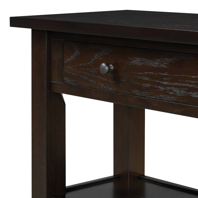 36" Retro Console Table with Drawer and Two Sturdy Shelves for Entryway or Living Room