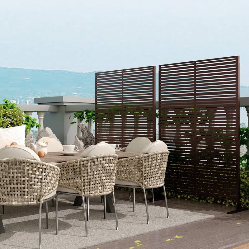 72 in Freestanding Decorative Metal Garden Fence, Privacy Screen Panel, 1 PC