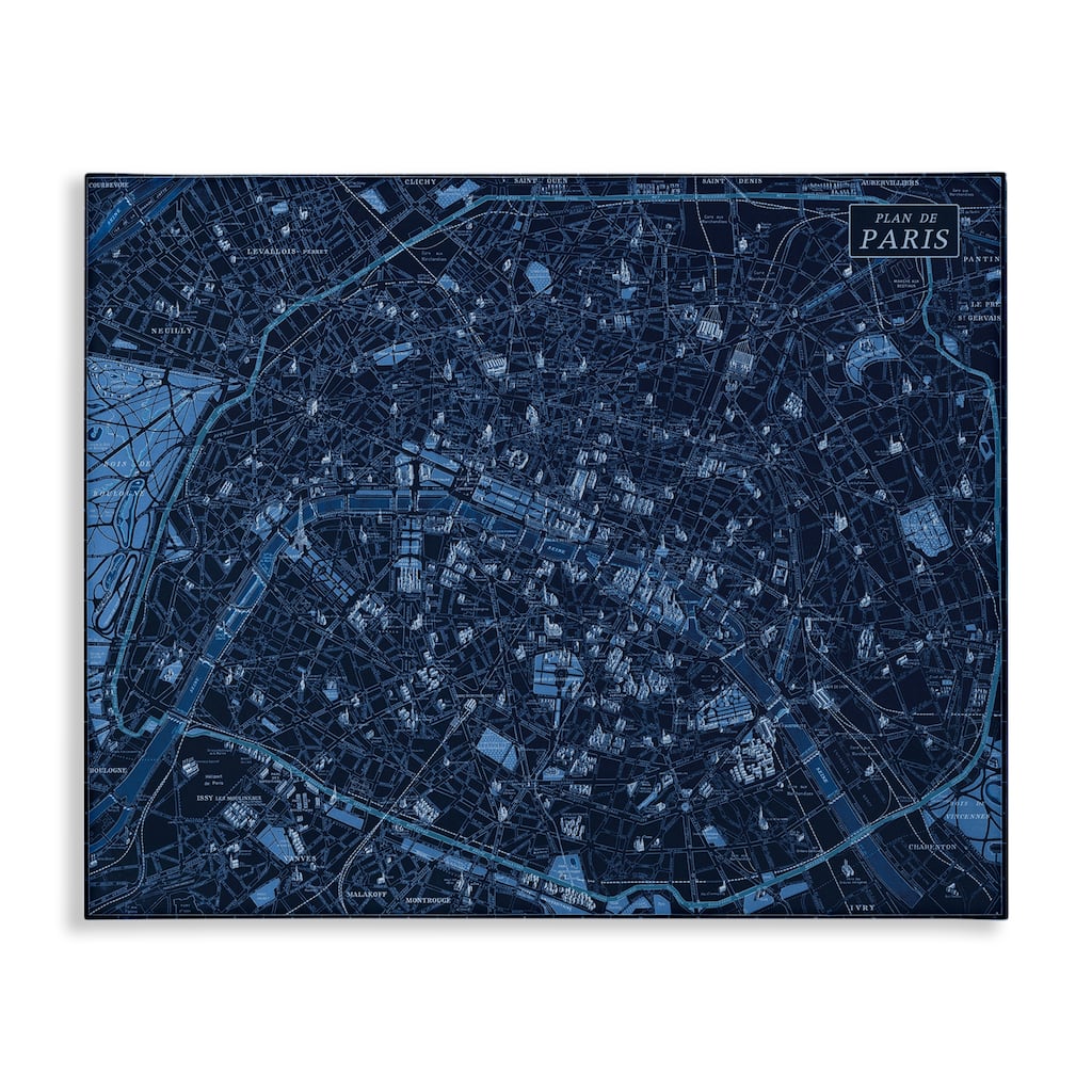 Stupell Blue Detailed Paris Map Canvas Wall Art Design By Phillipa Katz