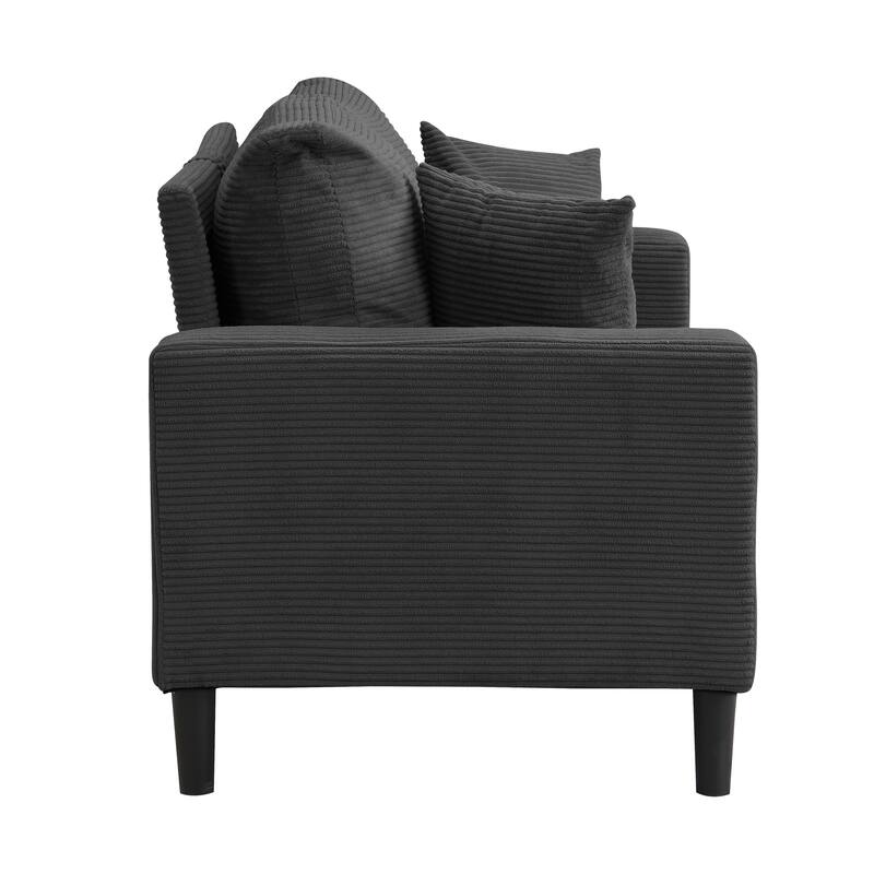 5-Seat Corduroy Sofa Set (3+2) with Sponge Cushions & Hardwood Frame