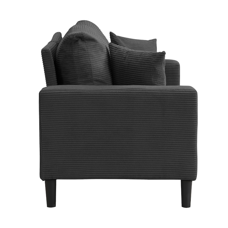 5-Seat Corduroy Sofa Set (3-Seater + 2-Seater) with High-Density Sponge Cushions & Sturdy Hardwood Frame