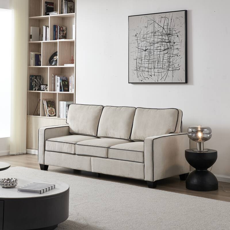 Corduroy Upholstered 3 Seater Sofa, Living Room Sofa Bed Bath