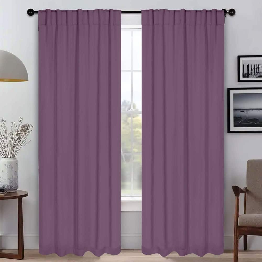 Superior Solid Machine Washable Room Darkening Blackout Curtains with Back Tabs, Set of 2