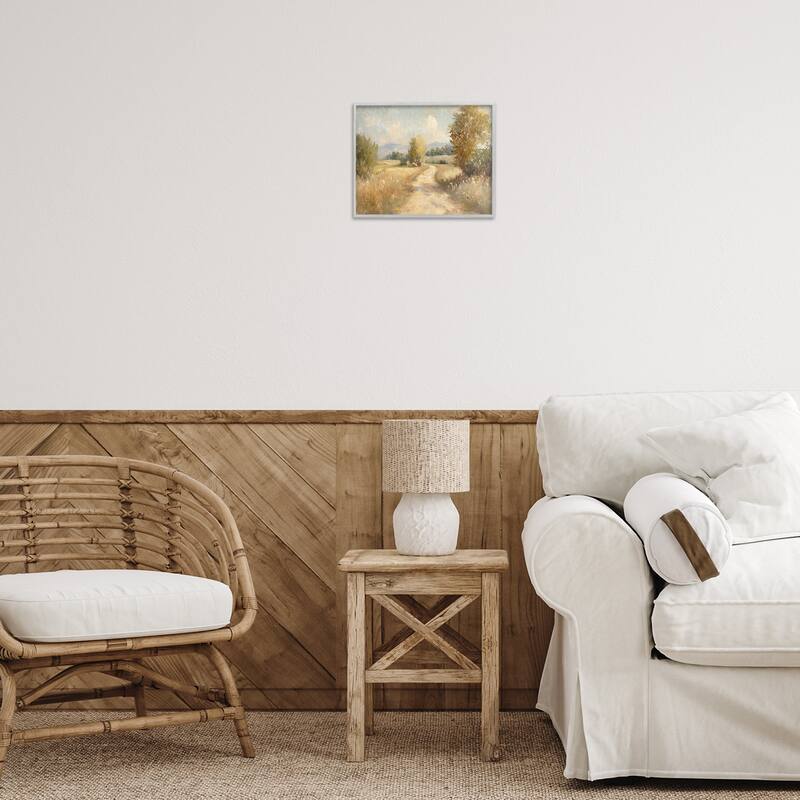 Stupell Gravel Road Landscape Framed Giclee Art Design By Petal Prints Design