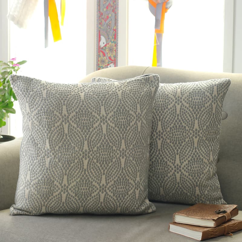 Novica Handmade Grey Spring Cotton Cushion Covers (Pair)