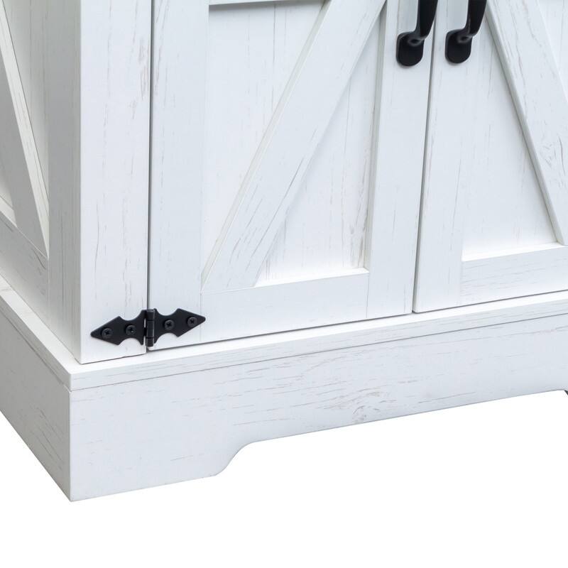 Farmhouse Nightstand with Charging Station, Rustic Bedside Table with Shelf