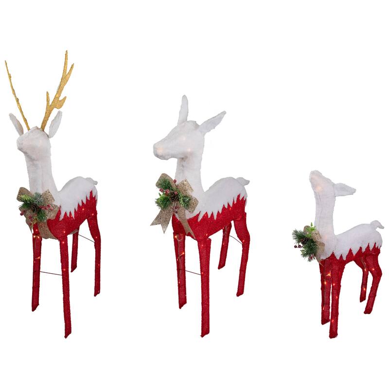 Set of 3 Lighted Red Reindeer Family Outdoor Christmas Decoration - 52.5"