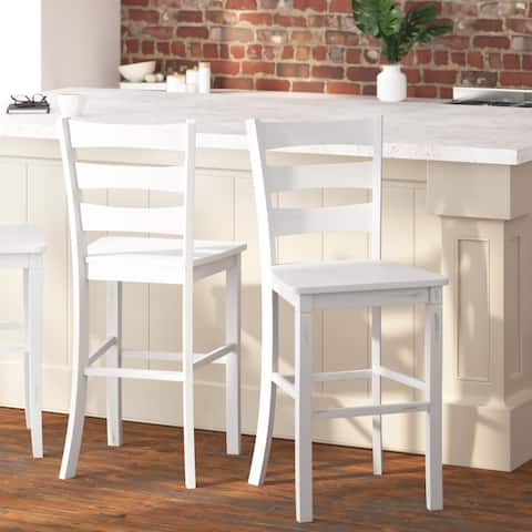 Ladderback Wooden Bar Height Stools with Footrest