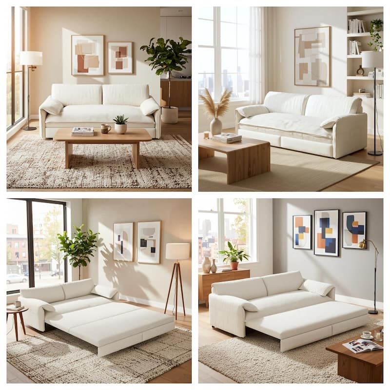 Homy Casa 66" Queen Pull-Out Sofa Bed with Storage, Velvet Loveseat, Designed for Everyday Living Work, Relax, Sleep