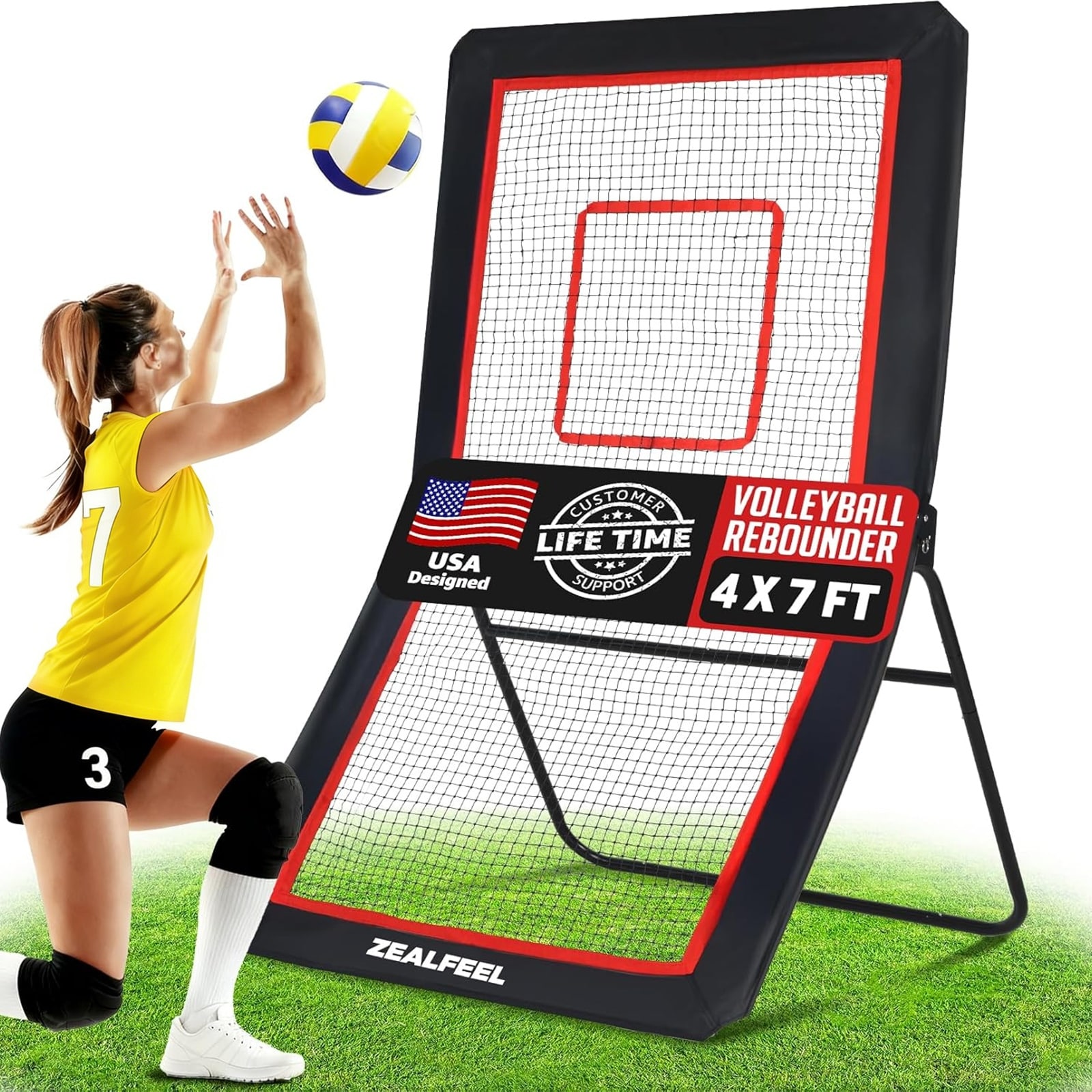 Zealfeel Lacrosse Rebounder 5-Angle Adjustable Practice Net with Target Strip and Carry Bag