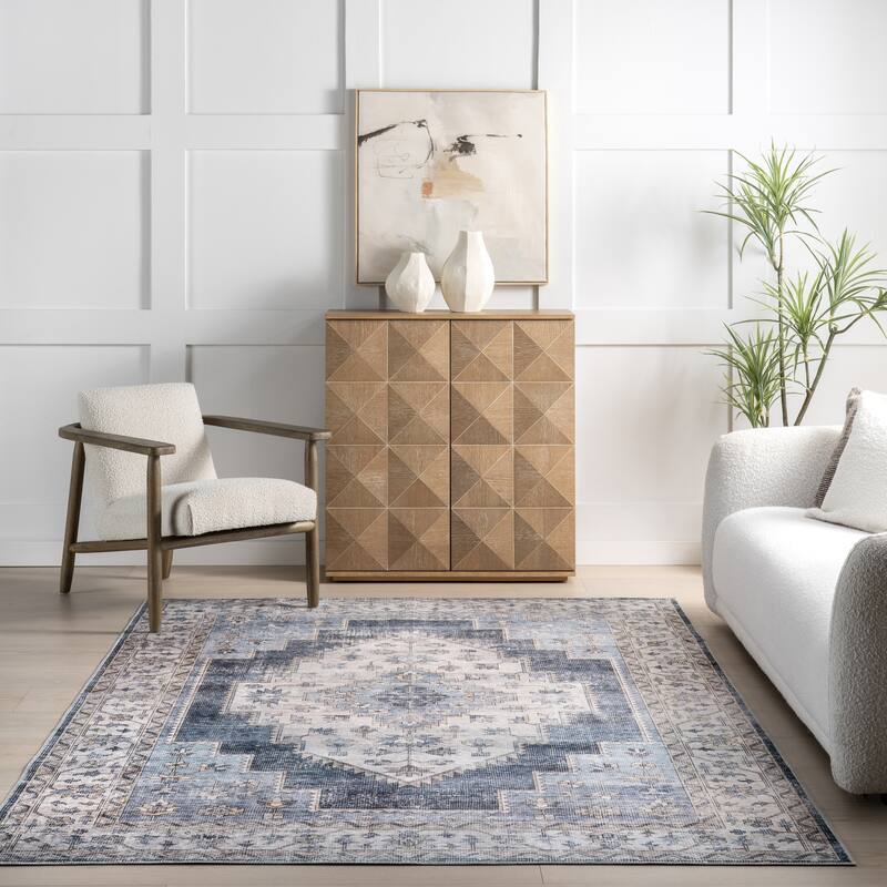 Nuloom Noemie SplashGuard Vintage Medallion Machine Washable Area Rug