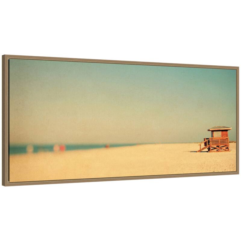 Kate and Laurel Lido Revisited Panel by Alicia Bock Framed Canvas Wall Art Print - 40 x 18