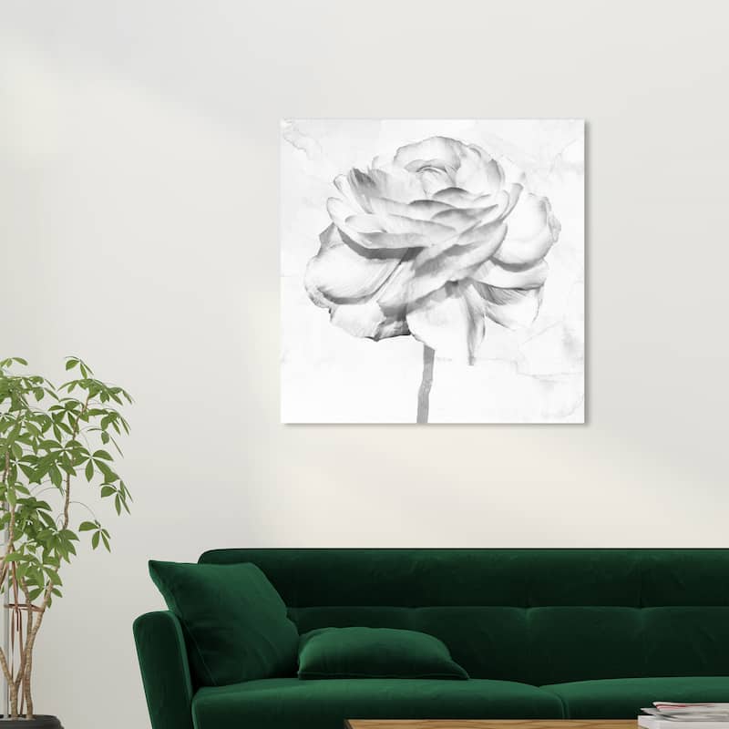 Wynwood Studio Canvas Floral and Botanical White Gray Peony White and Modern & Contemporary Wall Art Canvas Print - White, Gray - 30 x 30