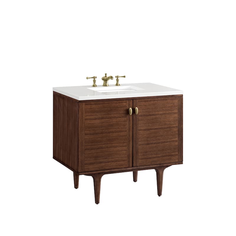 James Martin Vanities 670-V36-3WZ Amberly 36" Single Basin Vanity Set - Mid-Century Walnut - Walnut Finish