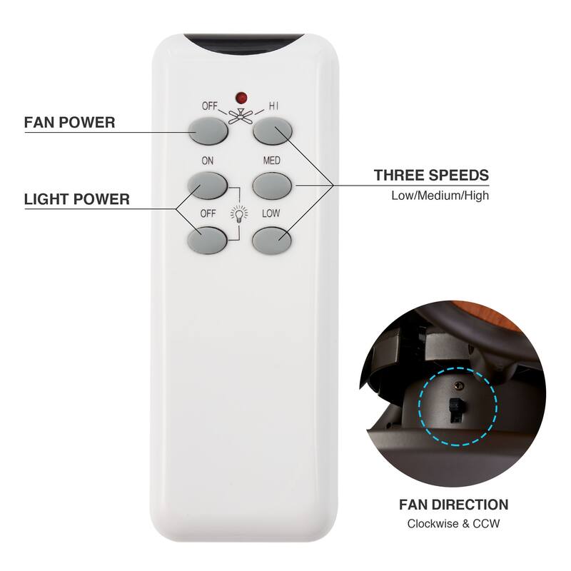 CO-Z 52" 5-Blade Reversible Ceiling Fan with LED Light and Remote
