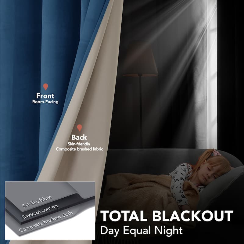 Deconovo Velvet Blackout Curtains, 2 Panels, Thermal Insulated