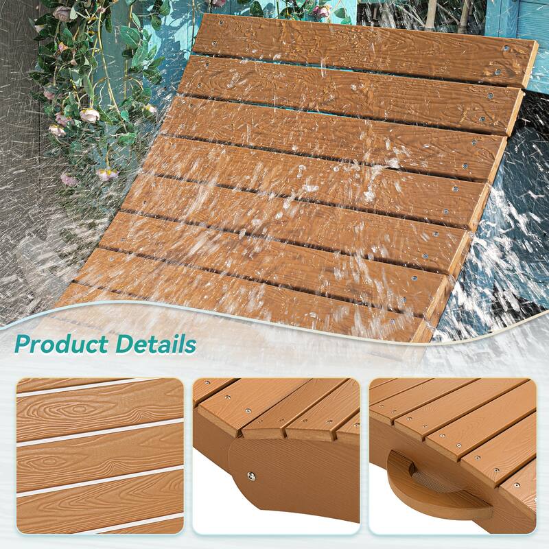 4-Piece Folding HDPS Plastic Outdoor Pool Chaise Lounges with Headrest Cushion