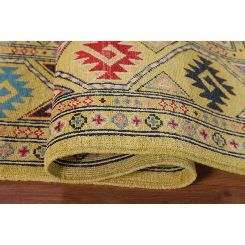 Geometric Kazak Oriental Area Rug Bedroom Handmade Wool Carpet - 5'9" x 8'0"