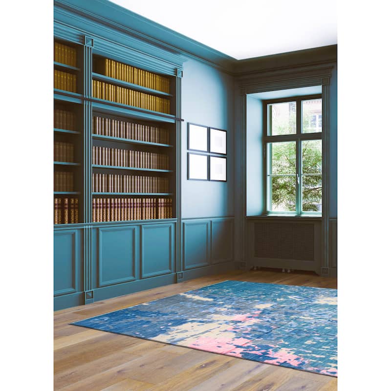 ECARPETGALLERY Hand-knotted Mystique Blue Silk, Wool Rug - 10'0 x 14'0