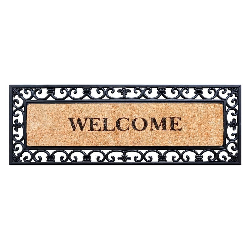 A1HC Welcome Rubber and Coir Paisley Border Myla Durable Doormat 18"X48"