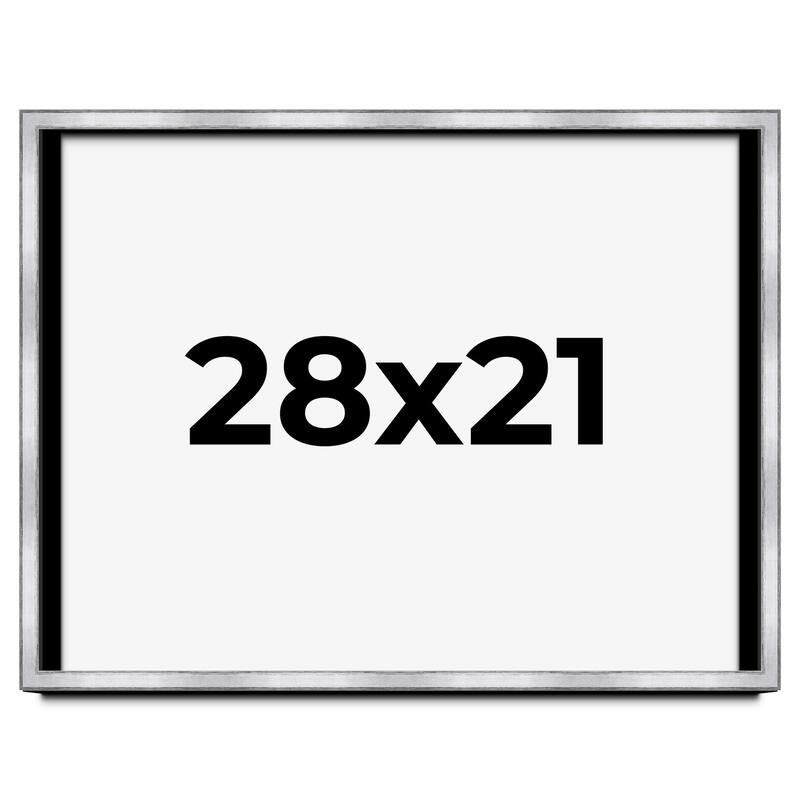 28x21 Shadow Box Frame Silver | 1.375 Inches Deep Real Wood