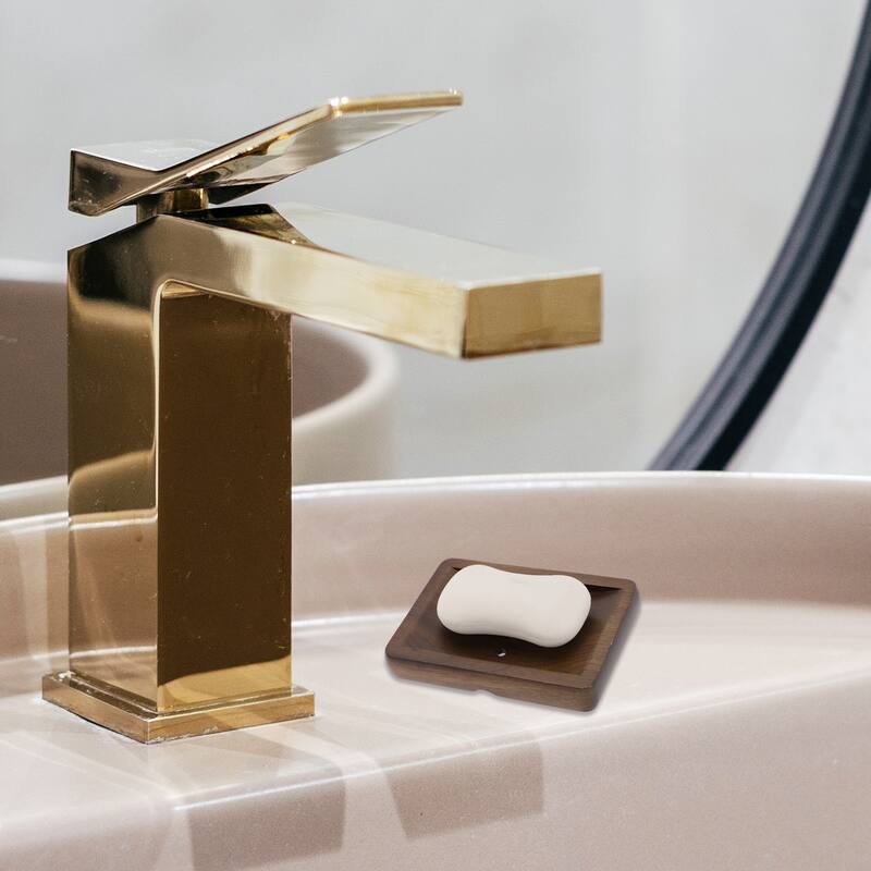 Portable Square Soap Dish for Bathroom Kitchen 5.43"x3.78"x0.83" Deep Brown 1 Pc - Deep Brown - Deep Brown