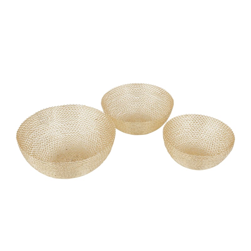 Metal Decorative Bowl - Set of 3 Gold - CosmoLiving by Cosmopolitan