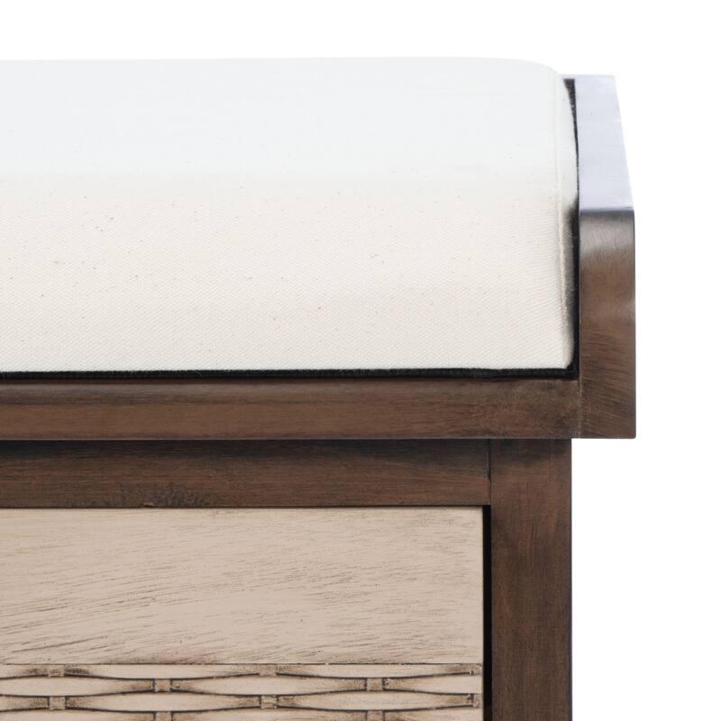 SAFAVIEH Landers 2-Drawer with Cushion Storage Bench - 32.3" W x 15" L x 19" H