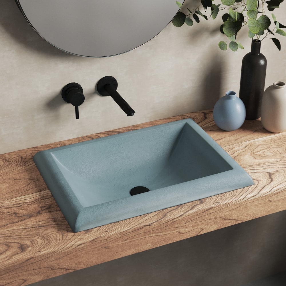Montecito NativeStone and Concrete Drop-in Bathroom Sink - 21.5" x 15.5" x 5.25"