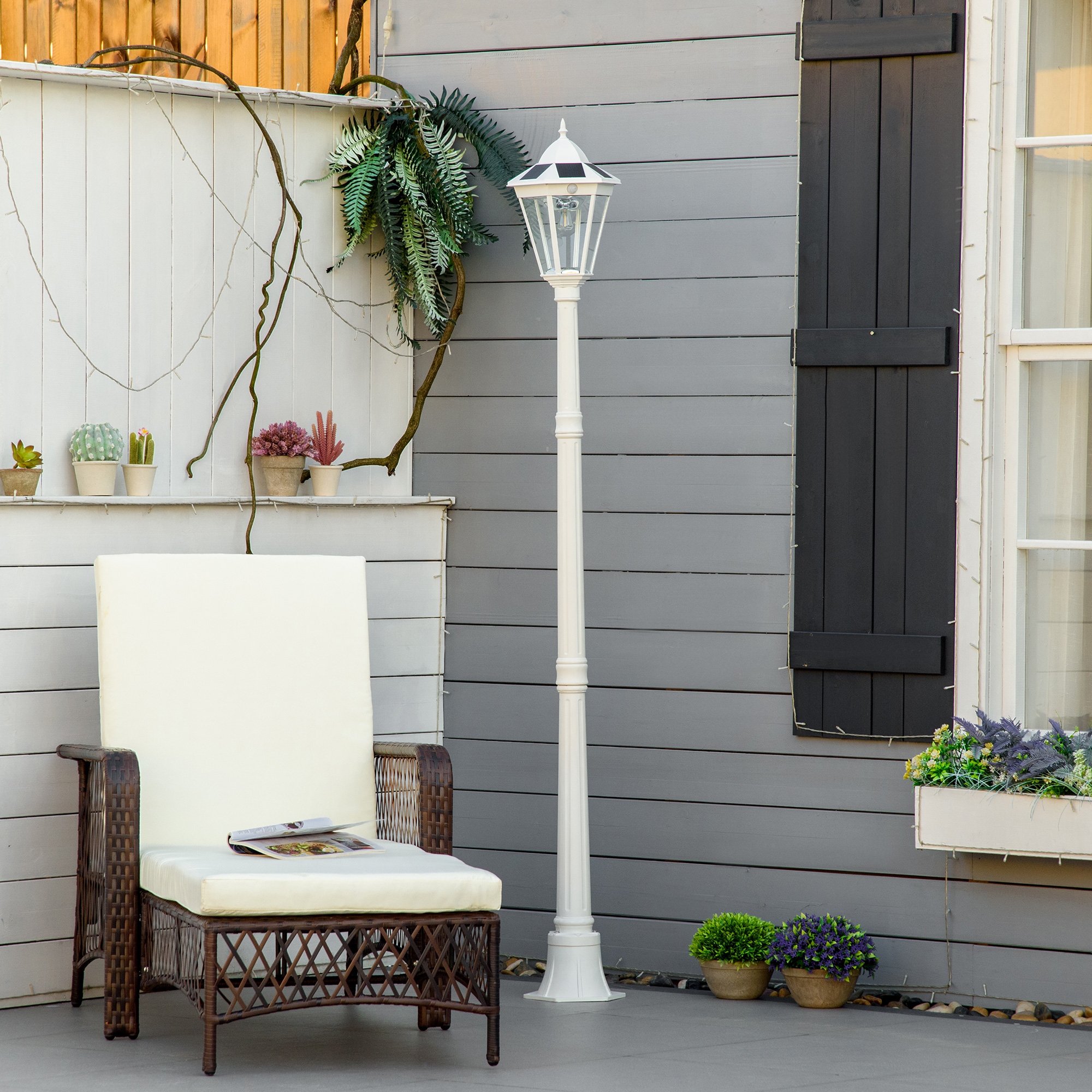 Outsunny 79 Outdoor Solar Lamp Post Lights Waterproof Aluminum Vintage Streetlight with Auto Sensor Control On Sale Bed Bath Beyond 35531886