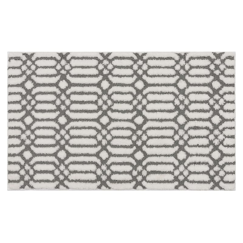 Mohawk Home Linkage Machine Washable Bath Mat - 1' 5" x 2' - White Pewter Linkage