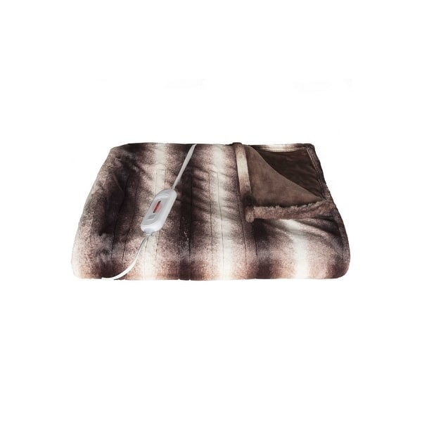 slide 2 of 5, HomeRoots 50" x 60" Brown & White Modern/Contemporary Heated - Throw Blankets