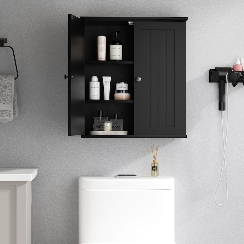 Wall-Mounted Bathroom Cabinet – Storage Cabinet for Kitchen Bathroom - Black
